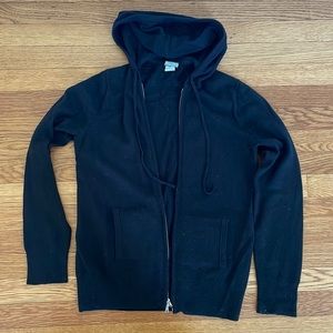 Jcrew black cashmere hoodie with zip